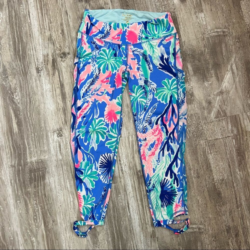 Lilly Pulitzer Gemma Weekender Crop Leggings Luxletic Bow S Multi Jet Stream